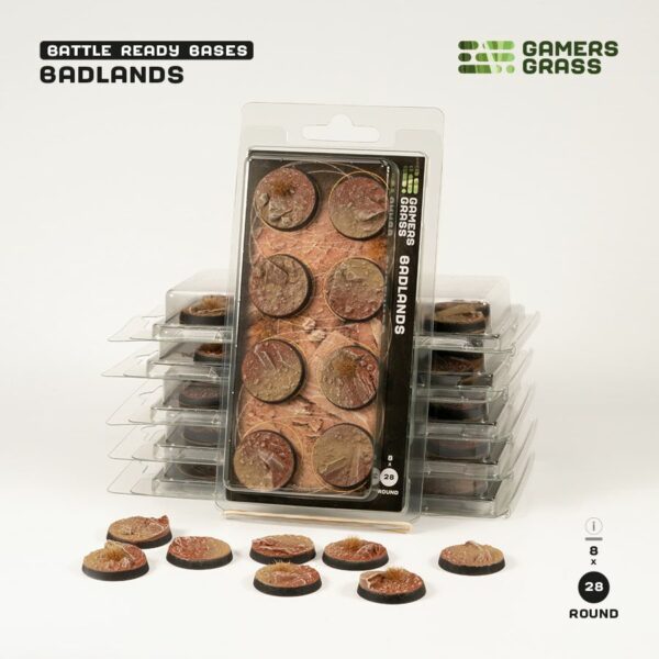 Gamers Grass - Badlands Bases Round 28mm (x8)
