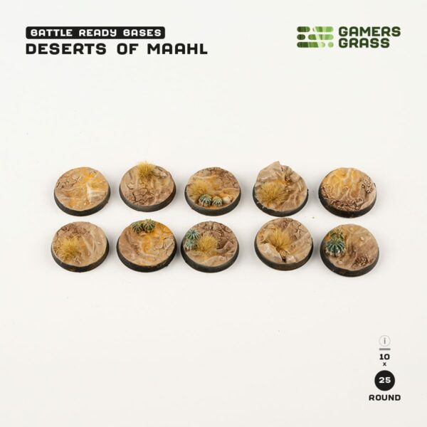 Gamers Grass - Deserts of Maahl Bases Round 25mm (x10)