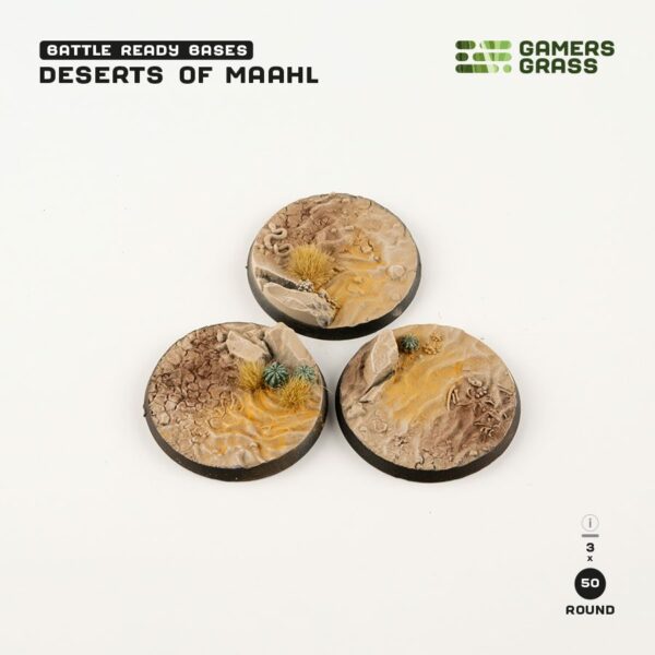 Gamers Grass - Deserts of Maahl Bases Round 50mm (x3)